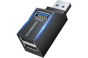 KiWiBiRD Double USB, doubleur USB Mini Hub USB 3 Ports, Adaptateur Double multiprise 1x USB3.0 2X USB2.0 Compatible avec PC Ordinateur Portable Mac imprimante Clavier couris Casque Disque Dur Externe