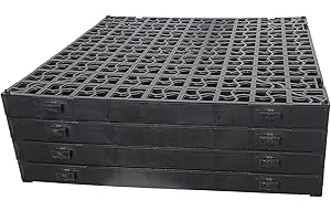 NOVOSTYL 4 x Black Plastic Paving Driveway Grid Turf Grass Lawn Path Gravel Protector Drainage Mat (1 Square Meter)