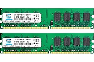 Motoeagle DDR2 800 PC2 6400U 4Go (2x2Go) DIMM DDR2 800MHz 2GB PC2 6400 240-Pin CL6 1.8V Mémoire pour Ordinateur de Bureau