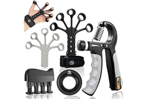 STRABOZZ Hand Grip Set, Gripper Mani, Allenatore Mani e Dita, Regolabile Avambracci Attrezzi, Handgrip, Molla per Avambracci, Riabilitazione Mano, Allenamento a Casa, Avambraccio Fitness Attrezzi Casa