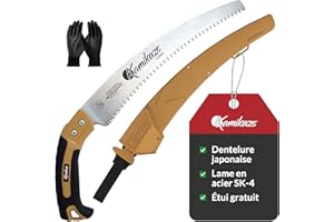 KAMIKAZE PERFORMANCE IN YOUR HANDS KAMIKAZE Scie d'élagage KM S-330 MAX. 80mm Ø. Livré avec étui. Acier SK-4 denté japonaise. Scie courbée. Fabriqué et conçu en Espagne
