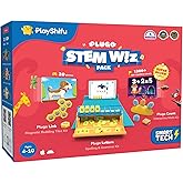 Plugo STEM Pack by PlayShifu - Count, Letters & Link (3in1) | Math, Words, Magnetic Blocks, Puzzles | 4-10 Years STEM Toys | 