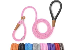 lynxking Schleppleine für Hunde Hundeleine Retrieverleine Führleine Zugleine für kleine mittelgroße große Hunde (Pink, Zugstopp-1.3cm x 180cm)