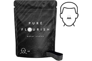 Pure Flourish Breathe Tape | 31 x Hypoallergenic Nasal Strips | Anti Snoring Device, Improved Nasal Breathing, Relieves Congestion | Clinically Tested Anti-Snoring Aids for All Genders