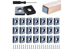 DAKLUNAR 24 deslizadores de teflón para muebles de teflón para atornillar muebles, almohadillas para mover muebles pesados, cuadradas, con tornillos de acero inoxidable, para muebles, sillones, patas de sillas
