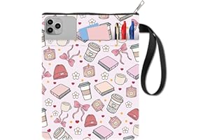 CRASPIRE 11x8.6In Book Sleeve Pink Cute Bow Hat Coffee Protector Bookcovers Paperbacks Washable Fabric Cloth Pouch Handle with Zipper Front Pocket for Book Lovers Readers Notebook Wraps Friend Gifts
