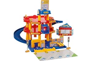 WADER QUALITY TOYS Wader 10258 - Parkgarage mit 3 Ebenen und 3 Fahrzeugen, Länge 55 x Breite 60 x Höhe 55 cm