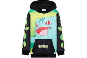 Pokémon Sweat à Capuche Garçon Ado, Pull Manga avec Poche Kangourou et Capuche, Pikachu Gengar Charizard Eevee, Cadeau Anime
