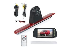 EUNEWR Brake Light Reversing Camera for Mercedes Benz Sprinter 2007-2018 & Crafter Van 2007-2015,Wide Angle Automotive Rear High Level Reversing Camera with 7"Display Screen