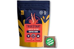 TrueStart Coffee Bags, Super Blend Strong – 25 Loose Bags, Mycotoxin-Free Coffee Rich in Antioxidants, Quick Brew, Individually Wrapped & Gluten Free, Resealable Pouch