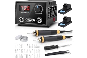 XIIW Pyrografimaskin 100W – dubbel pennport, 2 Träbrännare och 33 Brännspetsar, 0–750°C justerbar. Komplett Träpyrogravyrsats