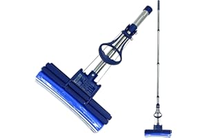 CleanAid OneTouch GO! Mocio lavapavimenti, scopa per lavare pavimenti, mop microfibra con funzione di strizzatura - particolarmente assorbente - con spugna PVA e asta in acciaio inossidabile