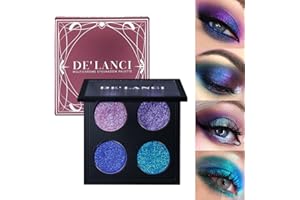 ‎DE'LANCI DE'LANCI Multichrome Glitzer Lidschatten Palette,Blau Lila Dunkelgrün Duochrome Chamäleon Creme Lidschattenpalette,Holographische Metallic Glitzer Lidschatten,Chamäleon Lidschatten Glitzer für Mädchen