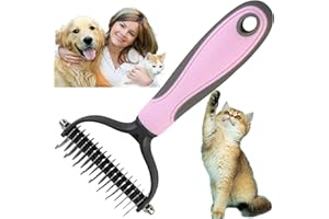 LAADI 2-Side Undercoat Rake for Dogs & Cats - For Mats, Tangle & Knots - Dog Rake for Undercoat - Dog Brush for Shedding - Cat Brush for Shedding Comb Dog Deshedding Tool - Dematting Tool for Dog