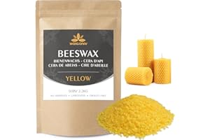 WAXCANPY Cera D'api Gialla 2.2KG, Cera D'api per Candele, Pellet di Cera D'api per Prodotti Cosmetici di Qualità Ecologica, Cera D'api Biologica per Il Corpo, Cura Della Pelle, Balsamo per Labbra E Sapone