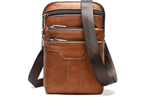 MOTEEN Herren Leder Handy Umhängetaschen, Handy Gürteltasche, 6.5" Kleine Leder Schultertasche Handytasche Hüfttasche Beutel Bügel Umhängetasche Handy Gürtelclip Brieftasche mit Karabinerhaken Gürtelschlaufe