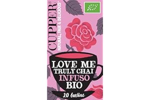 CUPPER Love Me Truly Chai Infuso Biologico con Cannella, Zenzero e Cardamomo, Tisana Energizzante con Ingredienti Naturali, Gusto Pieno, Filtri 100% Biodegradabili, Confezione da 20 Bustine