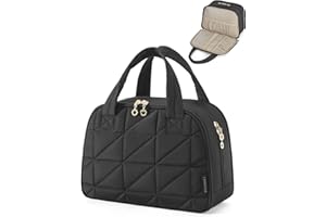 BAGSMART Kulturtasche Damen, Große Reise Kulturbeutel, Bauschige Kosmetiktasche, Reisetasche für Makeup Bag und Kosmetik mit Griff, Schwarz