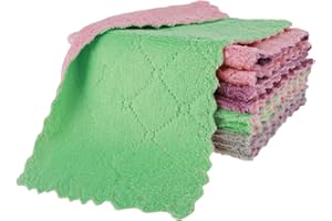 simarro Microfiber Cleaning Cloths, 10Pcs Absorbent Quick Drying Cleaning Towels Lint Free Dish Towels 10.6x6.3inch Reusable Double-sided Cleaning Rags for Kitchen Window Cars (Multicolor)