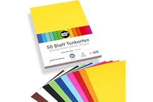 perfect ideaz carta da costruzione, 50 fogli colorati in formato A4, colorazione integrale, disponibili in 10 diversi colori, spessore 210 g/m², fogli di alta qualità