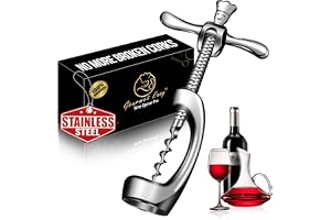 Gourmet Easy Corkscrew Wine Bottle Opener, Stainless Steel, No Broken Bits