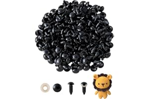 Makorobi 200PCS 6mm Safety Eyes for Crochet Toys Black Plastic Craft Eyes with Washers for Amigurumi Stuffed Animals Crochet Toys Crafts Making