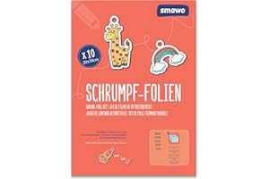 Smowo® 10 Plastica Termoretraibile - Fogli Trasparenti A4, Carte Termoretraibili Ideali per Progetti Fai-da-te e Artigianato