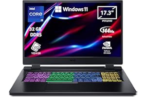 acer Nitro 5 AN517-55-9945 Notebook Gaming, Processore Intel Core i9-12900H, Ram 32 GB DDR5, 1024 GB PCIe SED SSD, Display 17.3" FHD IPS 144 Hz LCD, NVIDIA GeForce RTX 4060 8 GB, Windows 11 Home