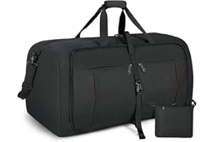NUBILY Faltbare Reisetasche Groß 80L Sporttasche Herren Damen mit Schuhfach Leichter Reisetaschen Weekender Handgepäck Tasche Schwarz