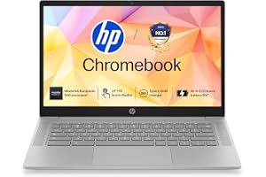 HP Chromebook 14, MediaTek Kompanio 540 (4GB LPDDR5, 128GB UFS) HD, Touch, Anti-Glare, Micro-Edge, 14''/35.6cm, ChromeOS, 100GB Google One(1yr),Modern gray,1.35kg, nm0006MU, HD Camera w/shutter Laptop