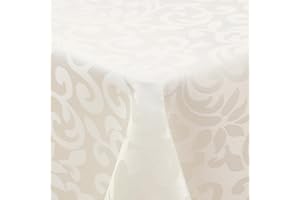 Homaxy Tischdecke Abwaschbar Rechteckig 140x240cm Tischtuch Polyester Tafeldecke Jacquard Tischwäsche Ornamente Pflegeleich Schmutzabweisendt, Beige