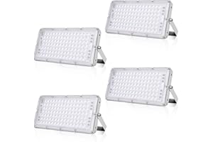 Viugreum Faretto LED da Esterno 100W 4 Pezzi, IP66 Resistente all'acqua Faretti LED da Esterno, Luce Di Sicurezza 10000LM, 6500K Bianco Freddo, Super Luminoso Esterno led per Giardino, Magazzino