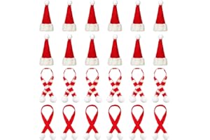 YIZHIXIANGQ Mini Weihnachtsmütze, Nikolausmütze Klein, Mini Weihnachtsmütze und Schal Set, Kleine Weihnachtsmütze, Mini Strickmütze für Weinflasche, Puppenhaus