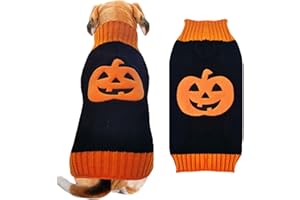 ABRRLO Halloween Dog Jumpers Pumpkin Sweater Dog Halloween Costumes Puppy Cat Turtleneck Knitwear Winter Warm Pet Clothes Funny Holiday Party Outfit Apparel for Small Midum Large Dogs(Black,XL)