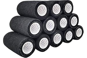 COMOmed Non-woven fabric self-adhesive Bandage venda cohesiva Mascota Vendaje negro 10cmX4.5m 12 Volumen