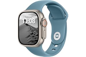 DONEGANI SB Bracelet Sport Compatible avec Apple Watch Band Serie Ultra 9 8 7 6 5 4 3 2 1 SE｜49mm 45mm 44mm 42mm 41mm 40mm 38mm Femme Homme Silicone Couleur Bleu Mégalodon