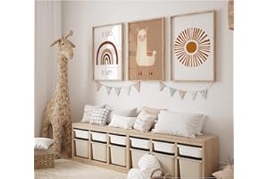 MeinBaby123® Póster para Habitación de los Niños, Juego de 3 Unidades, DIN A2, Murales, Cuadros Decorativos para Habitación Infantil, Decoración de Bebé