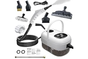 Steam Cleaner, 1100ML/2500W High Power Handheld Steam Cleaner with Smart Touch - 3 Brush Heads - Glass Brush with Towel for Stain Removal at Home, Portable Steamer for Cleaning Car, Upholstery, Carpet