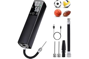 Deeplee Elektryczna pompka do piłek, automatyczna pompka do piłek, przenośna pompka ręczna z wężem powietrznym, 1 dyzle do nadmuchiwanego koła do pływania, 2 igły do koszykówki, piłki nożnej, siatkówki, rugby