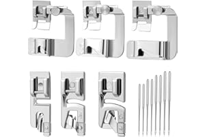 RIDDUR Pied-de-Biche à Ourlet Roulé de 6 Tailles, Ensemble De Pieds de Machine à Coudre Comprenant Un Ensemble de Pieds à Ourlet Roulé Large Et Un Ensemble de Pieds à Ourlet étroit pour Coudre Un Ourlet
