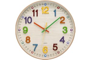 VINILITE Orologio da Parete Educativo per Bambini, Numeri in 3D Orologio da Muro Silenzioso per la Cameretta Bambino, Adatto per la Scuola