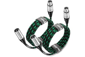 Augioth XLR to XLR Pro Mic Cable 6 Meter 2-Pack 20 Ft Male to Female XLR Cable 3-pin Green Balanced Shielded Microphone Cable for Amplifier Mixer,Speaker Systems,Recording Studio