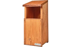 Green Feathers Wooden Handmade Owl Bird Box, Timber Construction, Simple and Easy to Install in Your Garden (Owl Box)