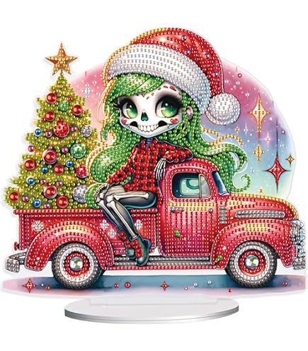 Diamond Painting Noël – Ornement 12x21 Cm – Nain, Ange, Elfe – Débutants – Kit Complet Avec Strass