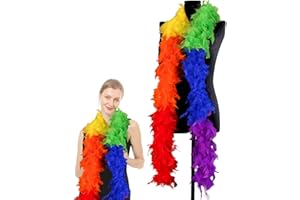 POPOYU Purple Feather Boas Thick Fancy Dress for Women Girls, 80g 2m/6.6ft Natural Turkey Feather Boa, Party Fluffy Feather Scarffor Bulk for Adult Kids, Wedding Bachelor Halloween Christmas Party