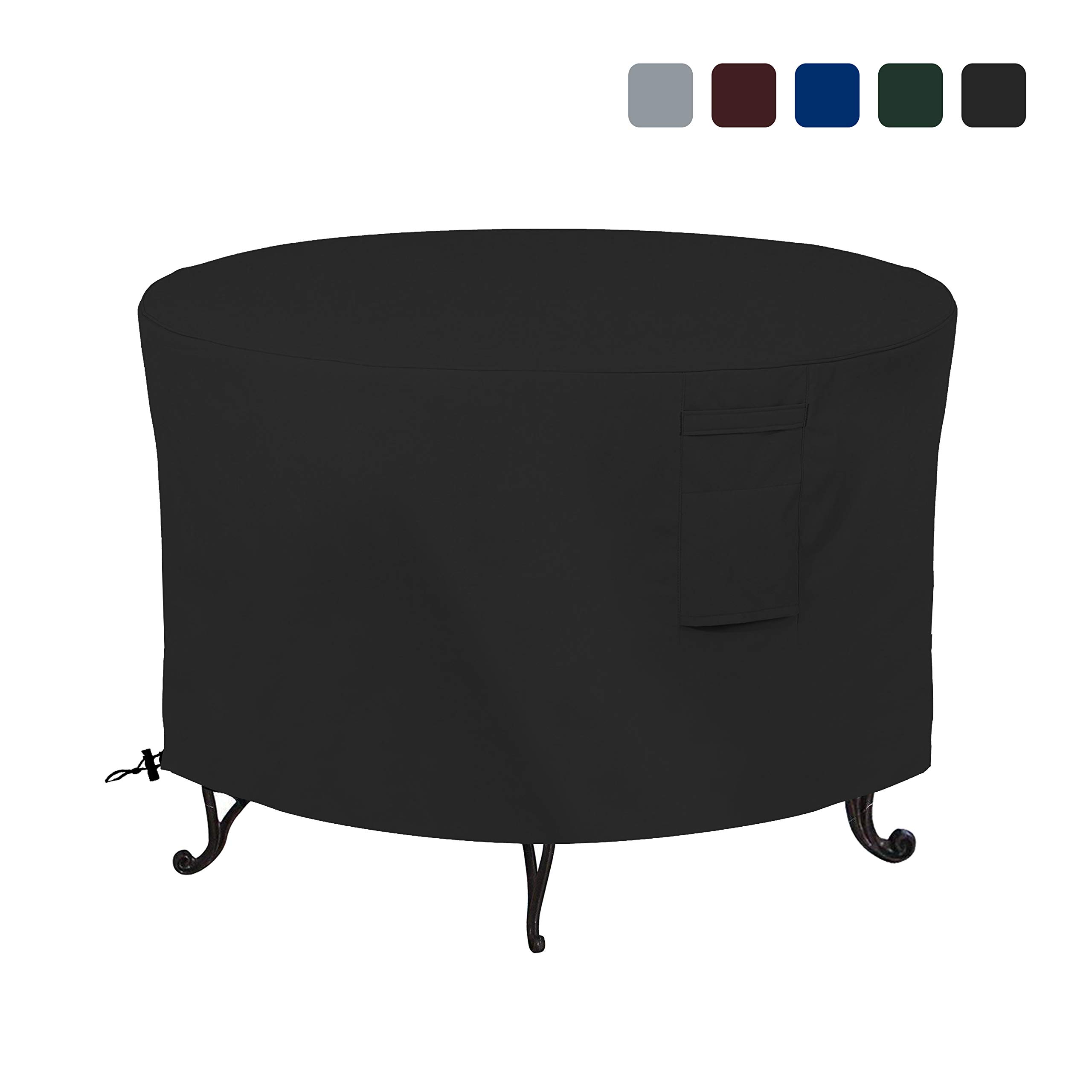 Fire Pit Outdoor Covers Waterproof, 100% UV Resistant, 18Oz PVC Heavy Duty Fabric with Air Pockets and Drawstring for Snug fit to Withstand Winds & Storms.