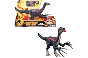 MATTEL Jurassic World Therizinosaurus Slash ’N Roar avec fonction d’attaque sonore, jeu numérique