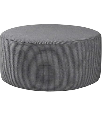 Housse Extensible Pour Pouf Rond – Tissu Jacquard épais – Tailles M, L, XL – Lavable En Machine – Antidérapante (Noir)