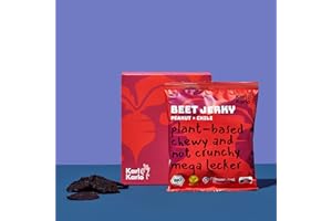 ‎KARL KARLO Karl Karlo Vegan Beef Jerky - 'Beet Jerky' Peanut & Chilli | aus roter Beete, herzhafter veganer Snack | Natürliche Zutaten, Veganes Trockenfleisch | Made in Europe, 4 x 40