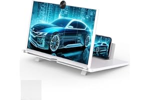 MHDUYEG Agrandisseur Ecran Telephone, Loupe Ecran Telephone, Loupe pour Telephone Portable, Loupe D'écran Anti-Bleu 3D HD pour téléphone Portable, pour Regarder Films et Vidéos, Pliable（Argent 14"）